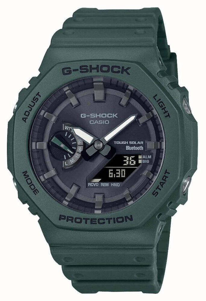 Casio Men's Bluetooth G-Shock Green Solar Power Watch With Resin