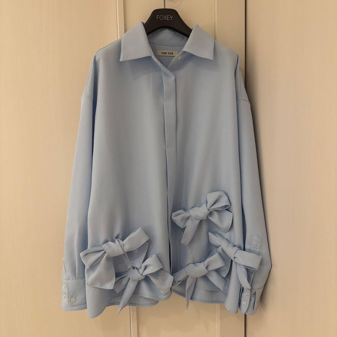 THETOE Kordela Twist Shirt リボン シャツ ブルー - メルカリ